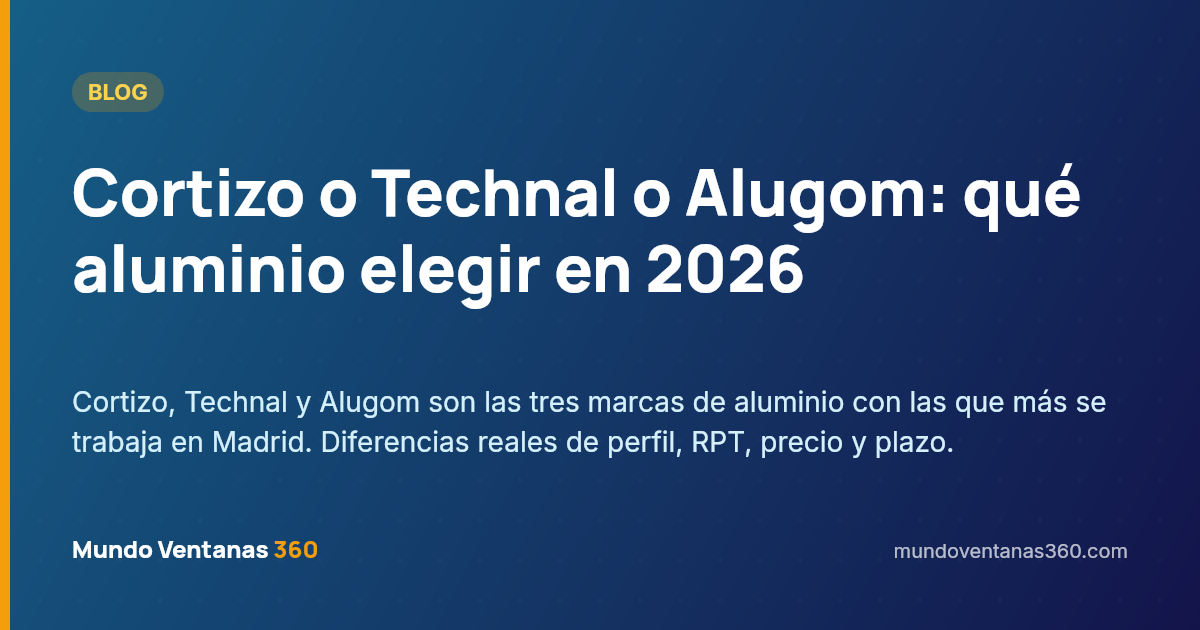 Comparativa de perfiles de aluminio Cortizo, Technal y Alugom