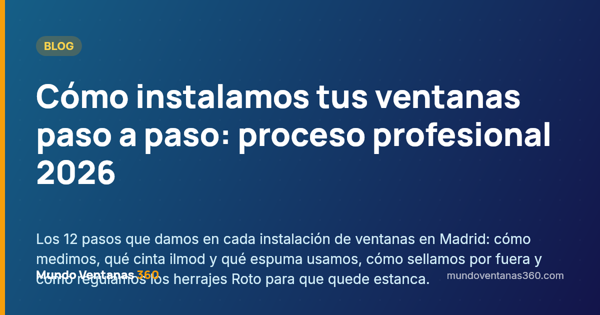 Instalación paso a paso de ventanas por el equipo de Mundo Ventanas 360